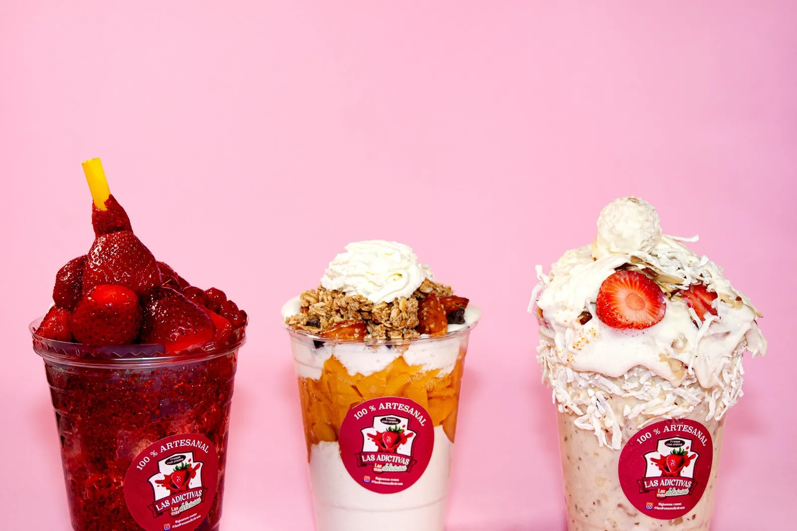 Picositas, duraznos y fresas con crema